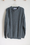 John Molloy Donegal Ireland Blue Cable Knit Wool Sweater | 2XL