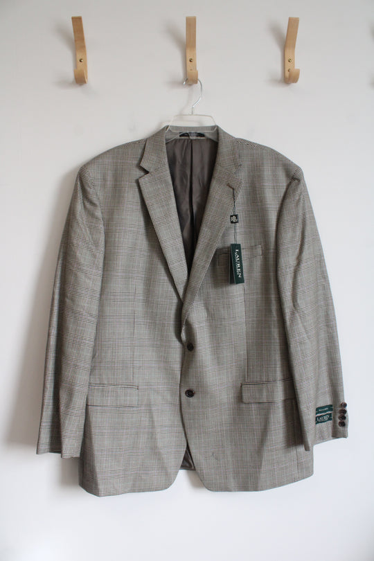 NEW Ralph Lauren Black & Tan Houndstooth Silk & Wool Blend Blazer | 48L