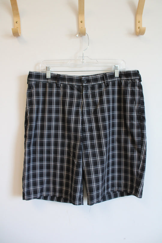PGA Tour Black & Gray Plaid Shorts | 36