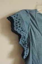 NEW Lauren Conrad Blue Ruffle Lace Sleeve Shirt | S