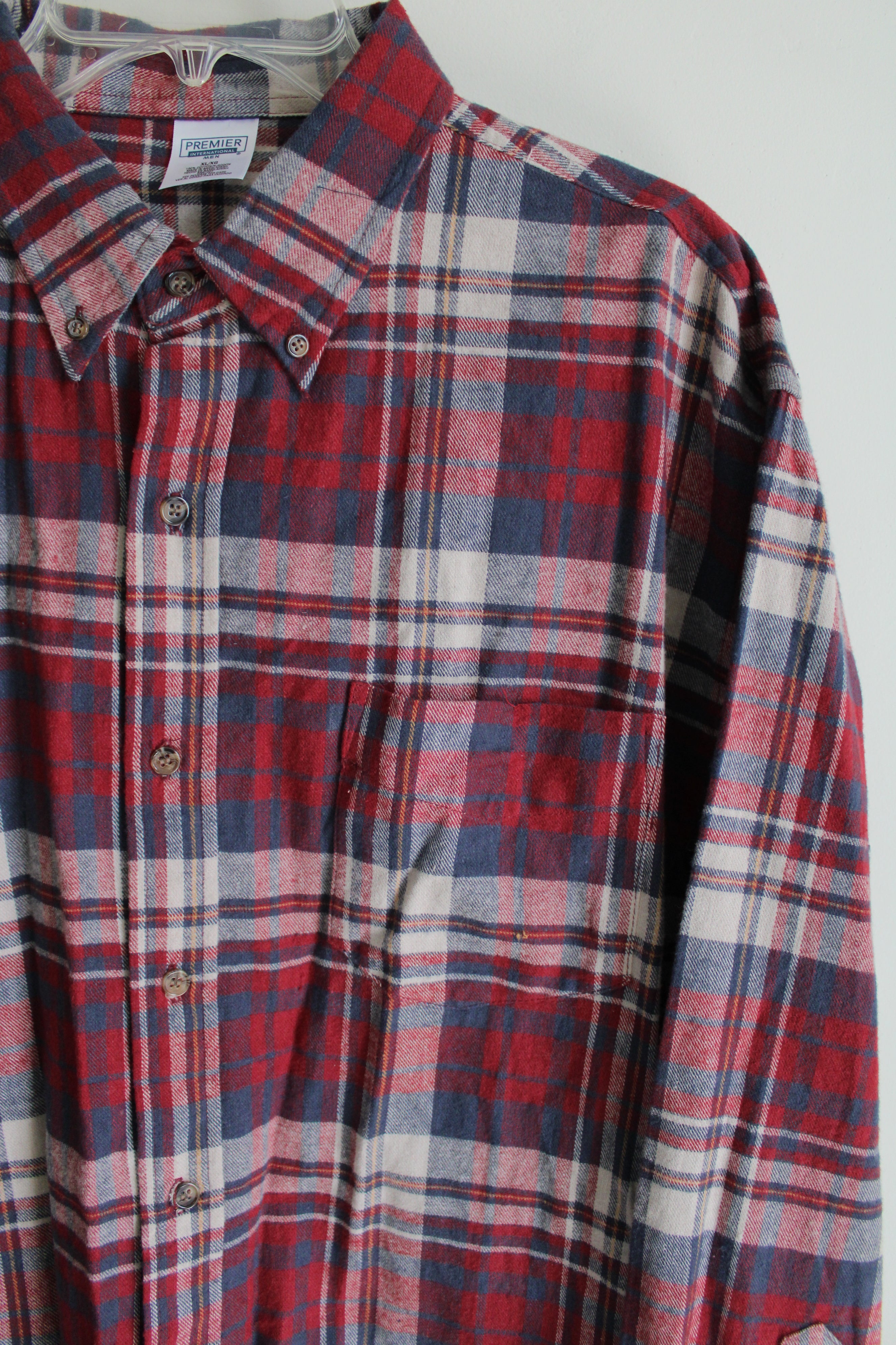 Premier International Red Blue Plaid Flannel | XL