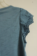 NEW Lauren Conrad Blue Ruffle Lace Sleeve Shirt | S