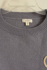 Debut Embossed Flower Gray Sweater with Tan Floral Details | M