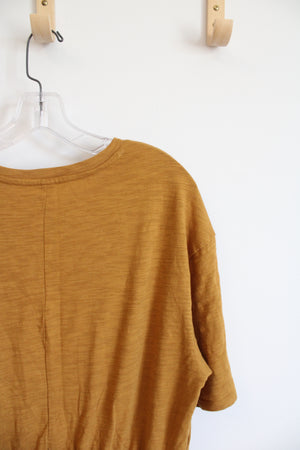 NEW Old Navy Yellow Gold Cinched Waist Cotton Dress | L