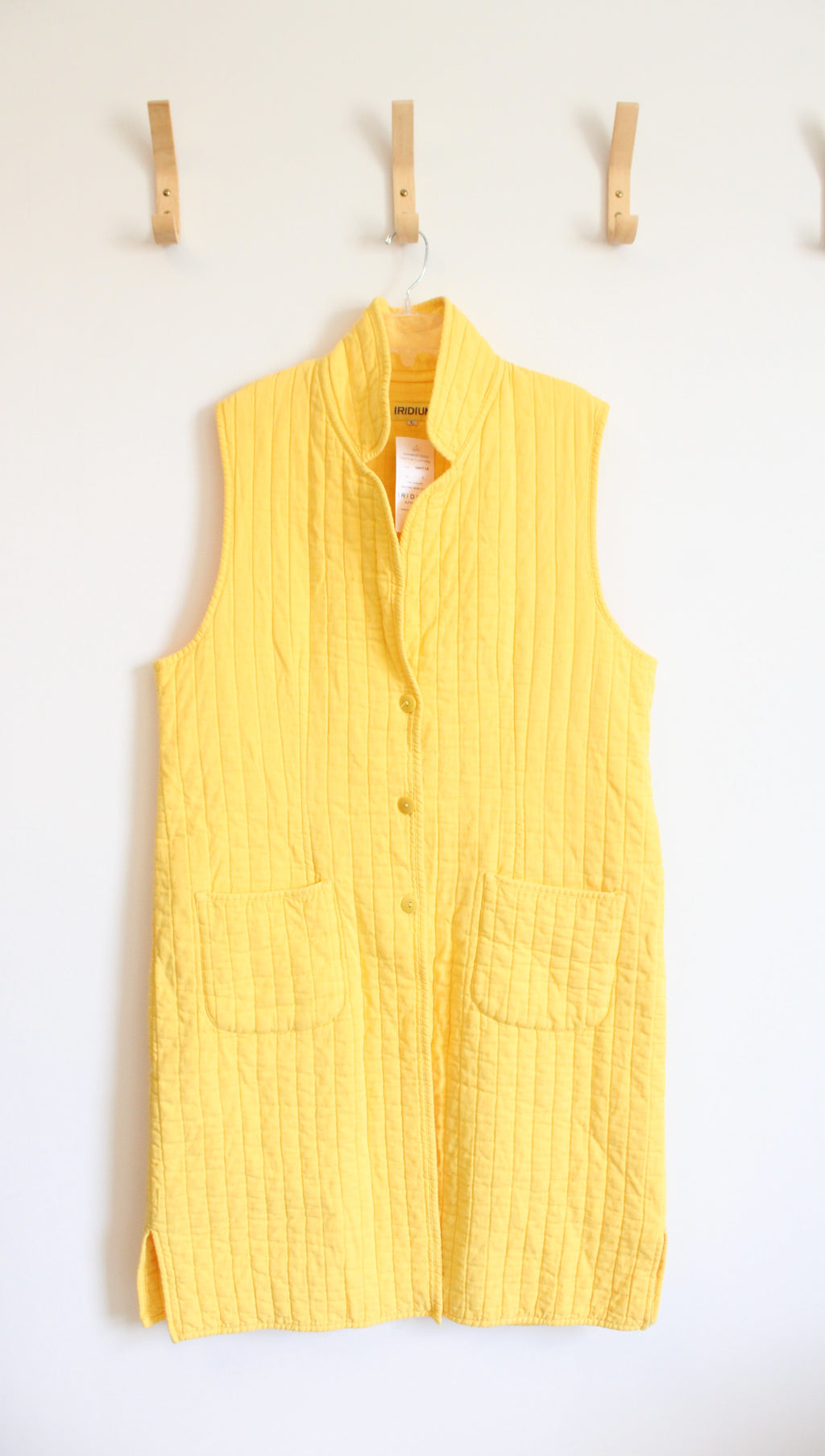 NEW Iridium Apparel Yellow Quilted Cotton Long Button Down Vest | L