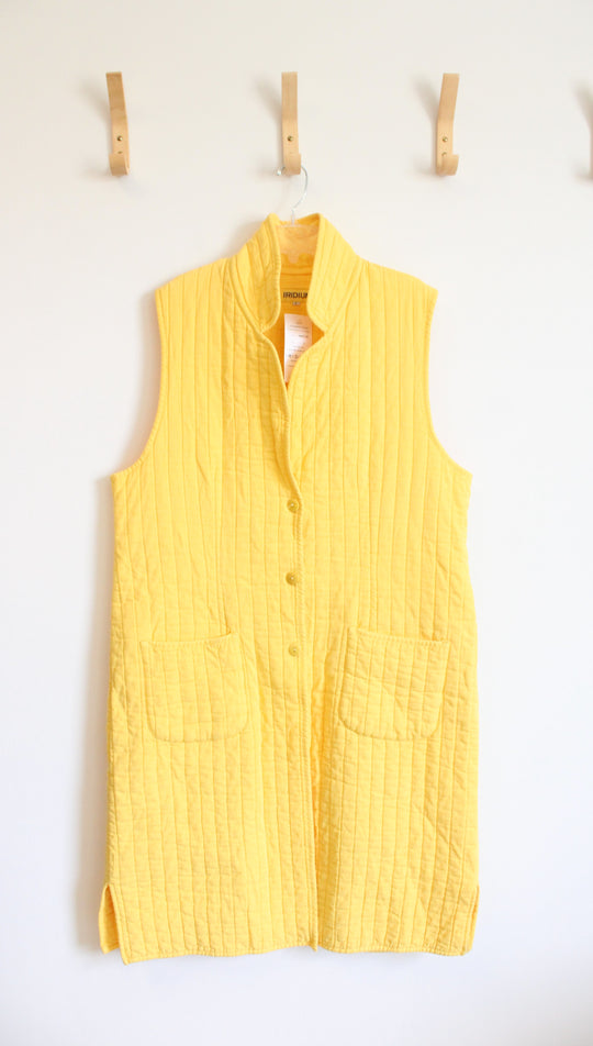 NEW Iridium Apparel Yellow Quilted Cotton Long Button Down Vest | L