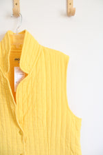 NEW Iridium Apparel Yellow Quilted Cotton Long Button Down Vest | L