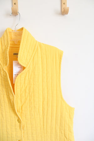 NEW Iridium Apparel Yellow Quilted Cotton Long Button Down Vest | L