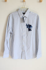 NEW Express Slim 1MX Blue Floral Pinstripe Button Down Shirt | M