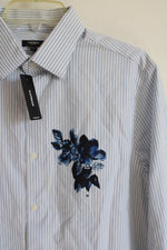 NEW Express Slim 1MX Blue Floral Pinstripe Button Down Shirt | M