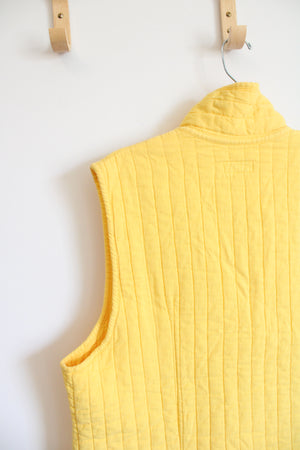 NEW Iridium Apparel Yellow Quilted Cotton Long Button Down Vest | L