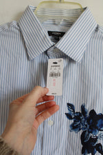 NEW Express Slim 1MX Blue Floral Pinstripe Button Down Shirt | M