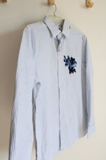 NEW Express Slim 1MX Blue Floral Pinstripe Button Down Shirt | M