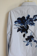 NEW Express Slim 1MX Blue Floral Pinstripe Button Down Shirt | M