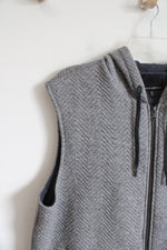 Banana Republic Gray Chevron Quilted Hooded Vest | XL