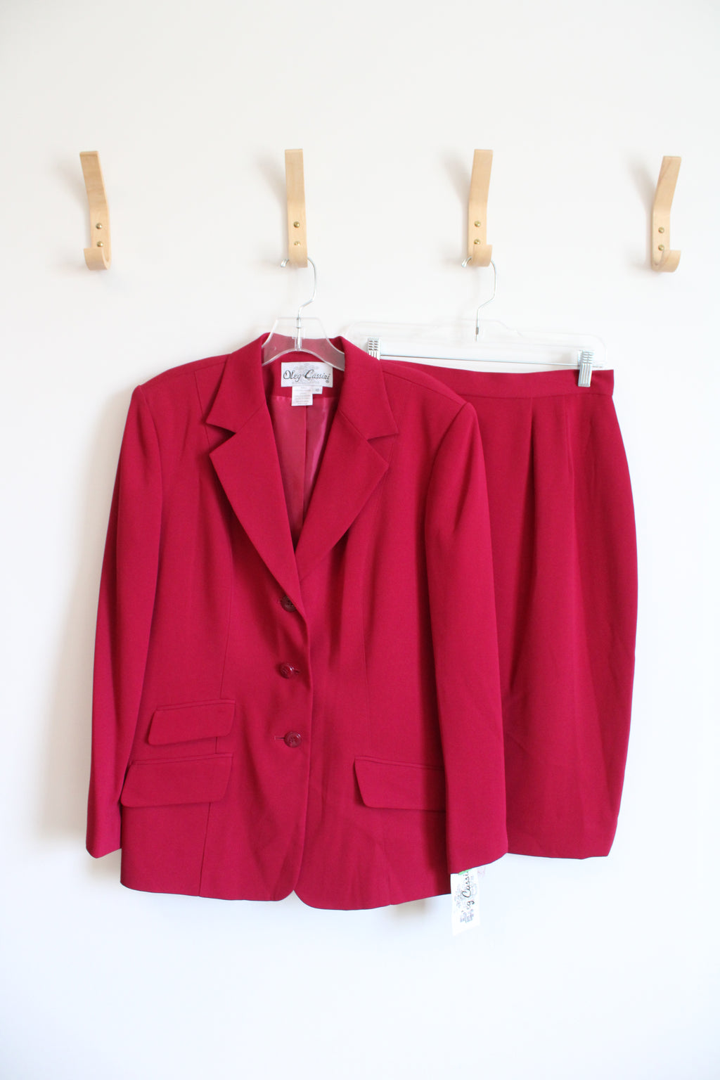 NEW Oleg Cassini Vintage Red Blazer & Skirt Set | 10