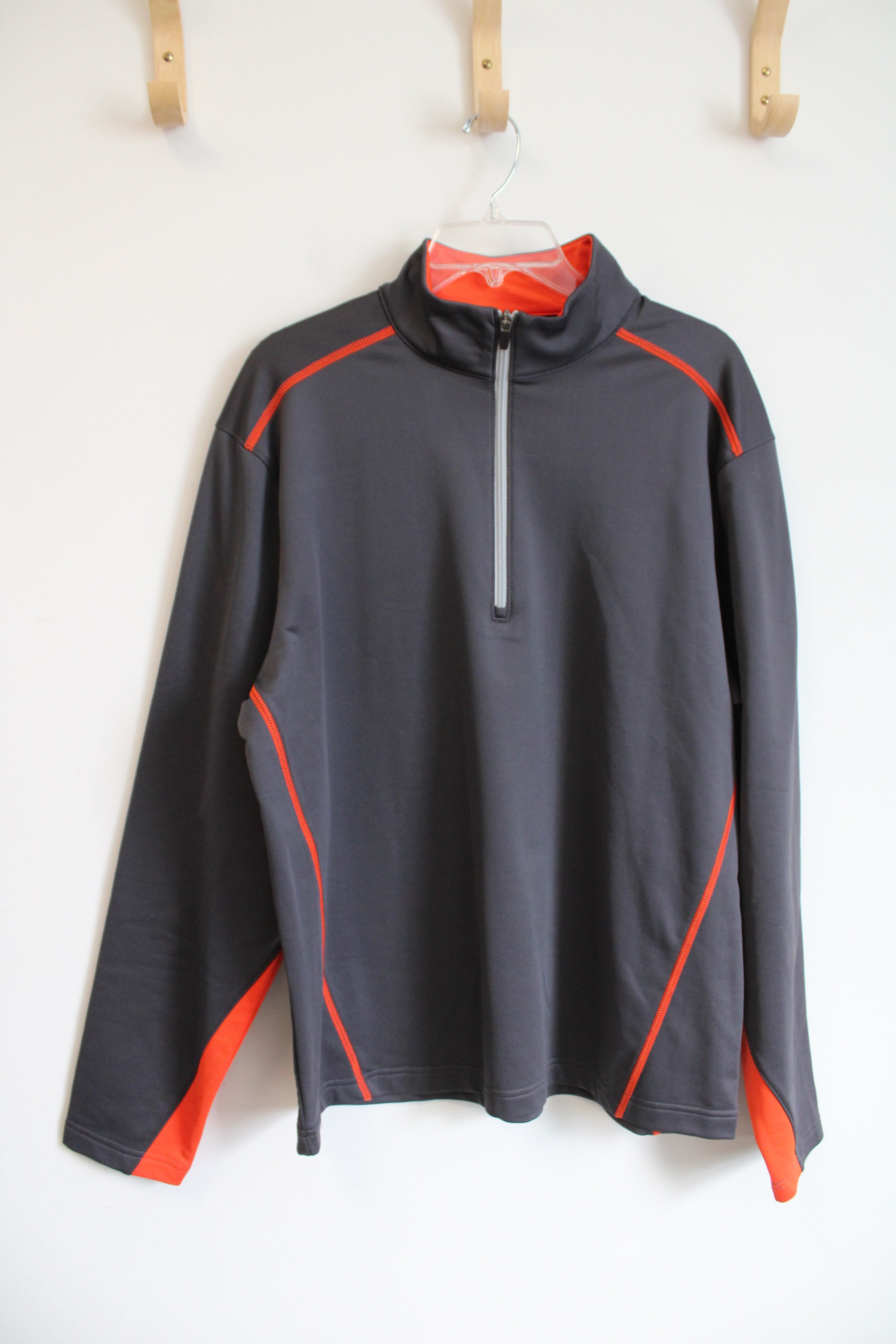 Walter Hagen Fleece Lined Gray & Orange 1/4 Zip Sweatshirt | M