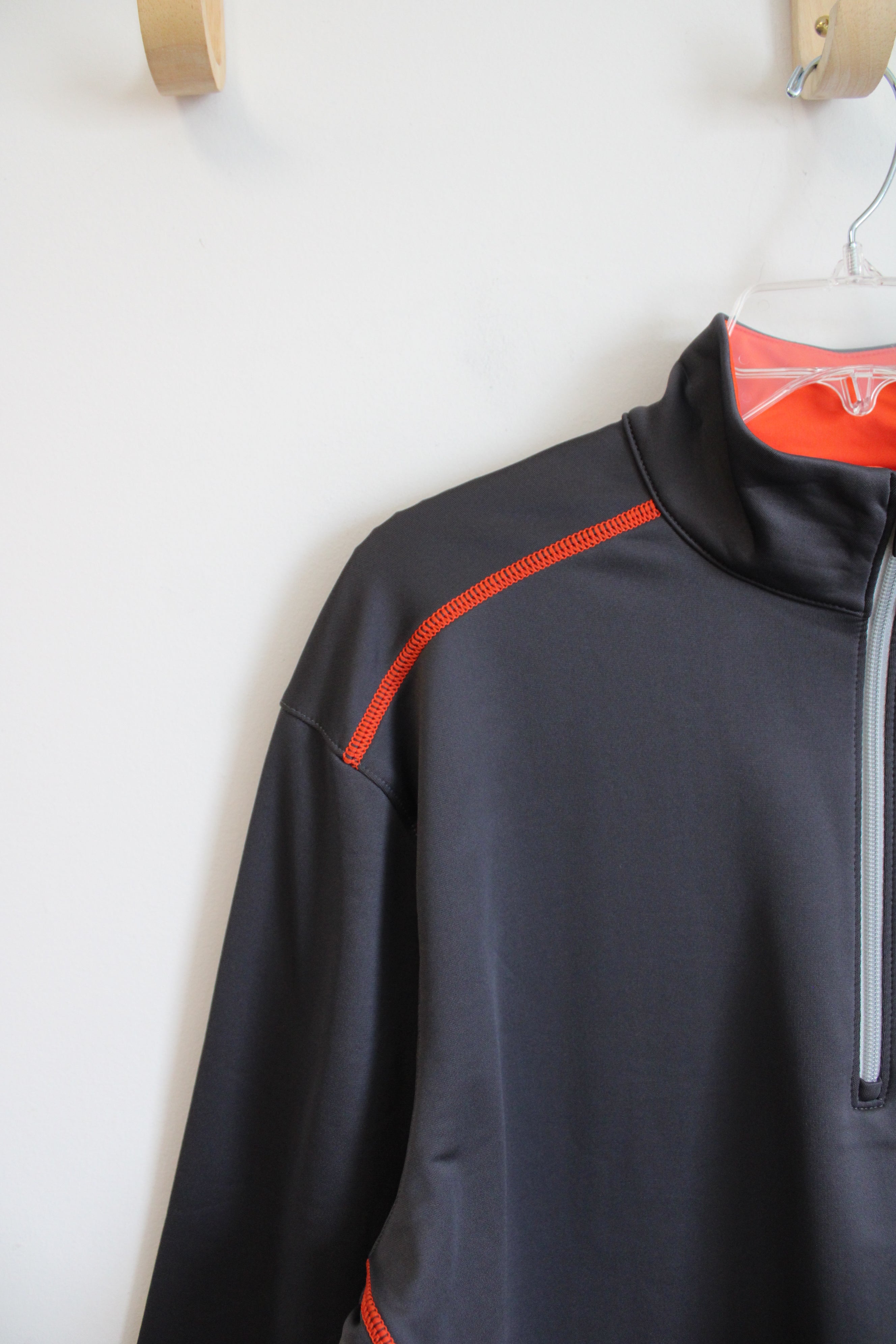 Walter Hagen Fleece Lined Gray & Orange 1/4 Zip Sweatshirt | M