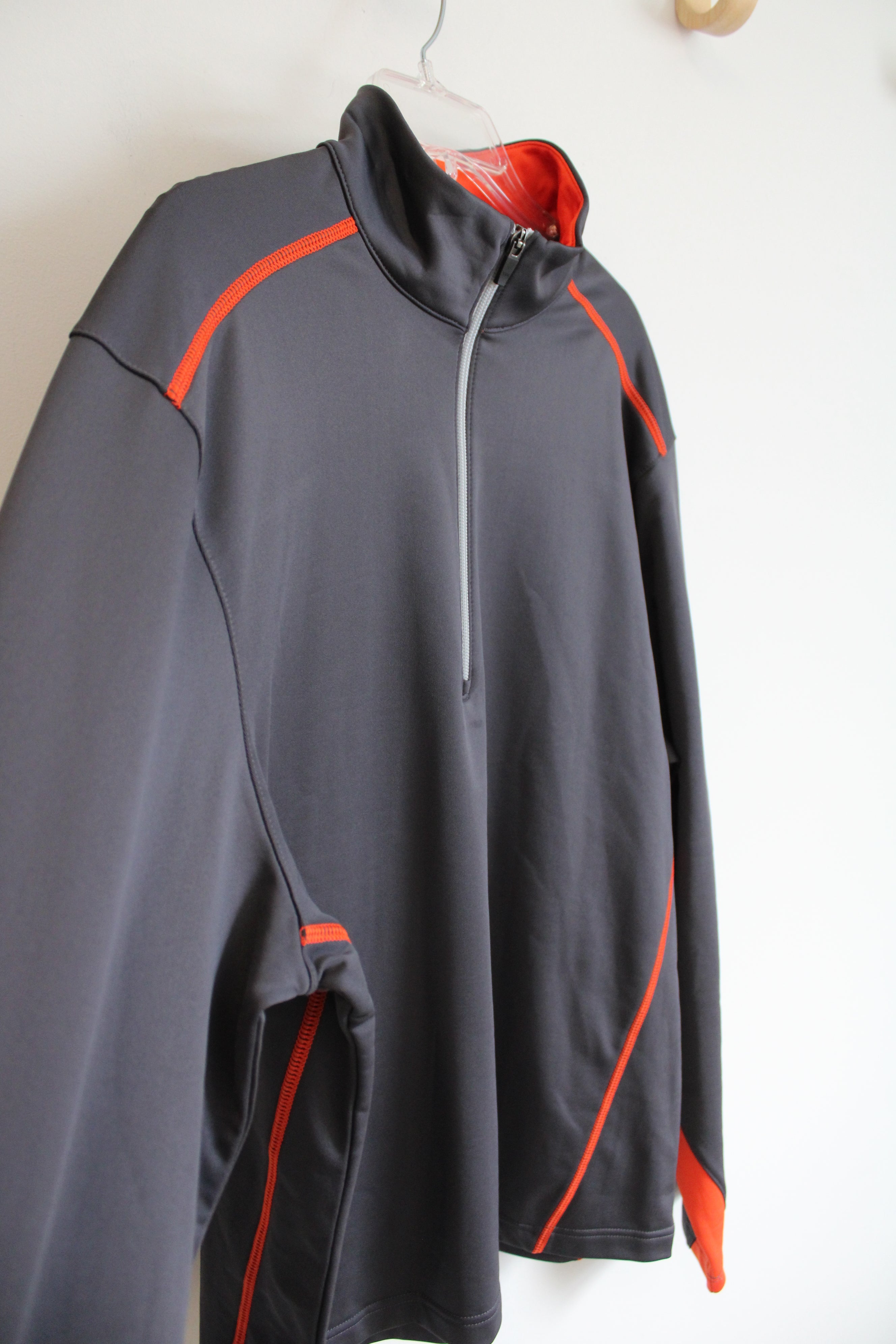 Walter Hagen Fleece Lined Gray & Orange 1/4 Zip Sweatshirt | M