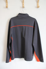 Walter Hagen Fleece Lined Gray & Orange 1/4 Zip Sweatshirt | M