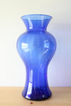 Cobalt Blue Tall Clear Glass Vase | 14"