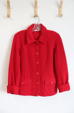 Erin London Vintage Red Button Down Jacket | L