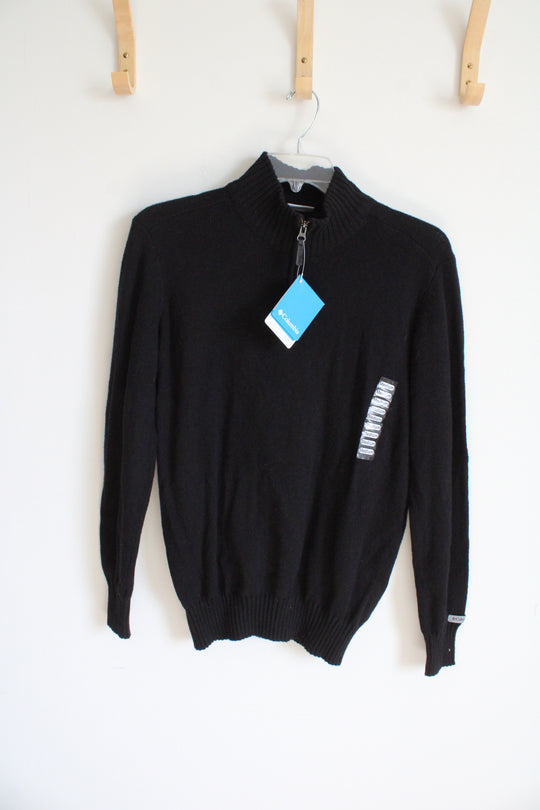 NEW Columbia Black Knit 1/4 Pullover Sweater | M