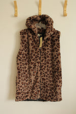 NEW Ava and Kate Cheetah Print Faux Fur Hooded Vest with Zipper | S/M
