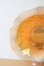 Vintage Jeannette Carnival Glass Iridescent Orange Iris Ruffle Bowl