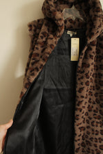 NEW Ava and Kate Cheetah Print Faux Fur Hooded Vest with Zipper | S/M