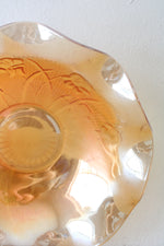 Vintage Jeannette Carnival Glass Iridescent Orange Iris Ruffle Bowl