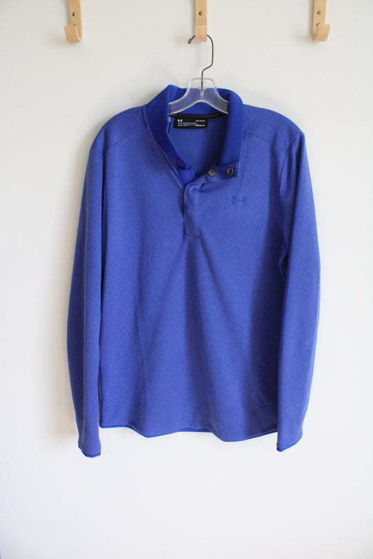 NEW Under Armour Storm Blue 1/4 Button Pullover Sweatshirt | L