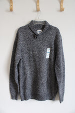 NEW Old Navy Navy Blue & Gray Shawl Collar Sweater | L