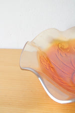 Vintage Jeannette Carnival Glass Iridescent Orange Iris Ruffle Bowl