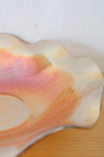 Vintage Jeannette Carnival Glass Iridescent Orange Iris Ruffle Bowl