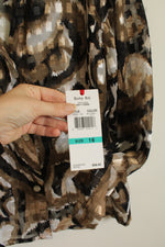 NEW Ruby Rd Favorites Sheer Black Tan and White Printed Button Down Blouse | 16