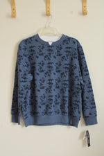 NEW Hasting & Smith Blue Floral Overlay Crew Neck Sweatshirt | L
