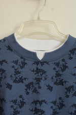 NEW Hasting & Smith Blue Floral Overlay Crew Neck Sweatshirt | L