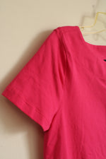 NEW Chaps Pink Wide Neck SS Top with Silver Button Details | M