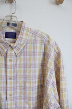 Pendleton Yellow Blue & Pink Plaid Button Down Shirt | XL