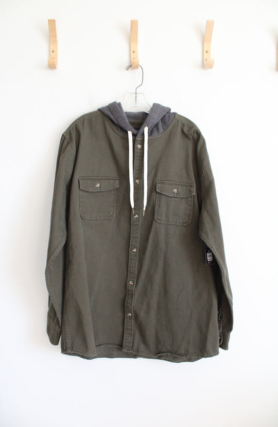 No Boundaries Olive Green Gray Hoodie Jacket | XL
