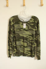 NEW J. Crew Camo Cotton LS Crewneck Sweater | S