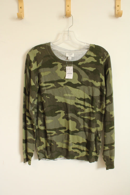 NEW J. Crew Camo Cotton LS Crewneck Sweater | S