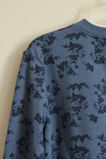 NEW Hasting & Smith Blue Floral Overlay Crew Neck Sweatshirt | L