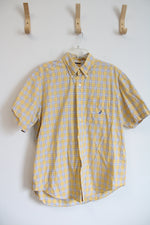 Nautica Yellow Blue & White Plaid Button Down Shirt | L