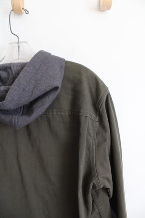 No Boundaries Olive Green Gray Hoodie Jacket | XL