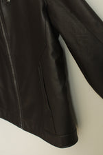 Michael Kors Brown Perforated Faux-Leather Moto Jacket | 2XL