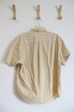 Nautica Yellow Blue & White Plaid Button Down Shirt | L
