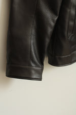 Michael Kors Brown Perforated Faux-Leather Moto Jacket | 2XL