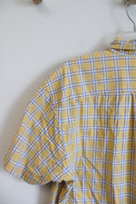 Nautica Yellow Blue & White Plaid Button Down Shirt | L